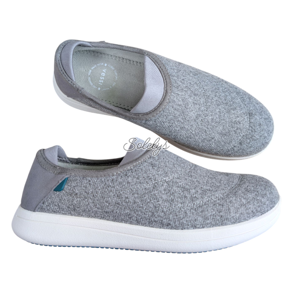 Vessi Sunday Womens Size 9 Slate Gray Waterproof Dyma-Wool Slip-On Slipper Shoe
